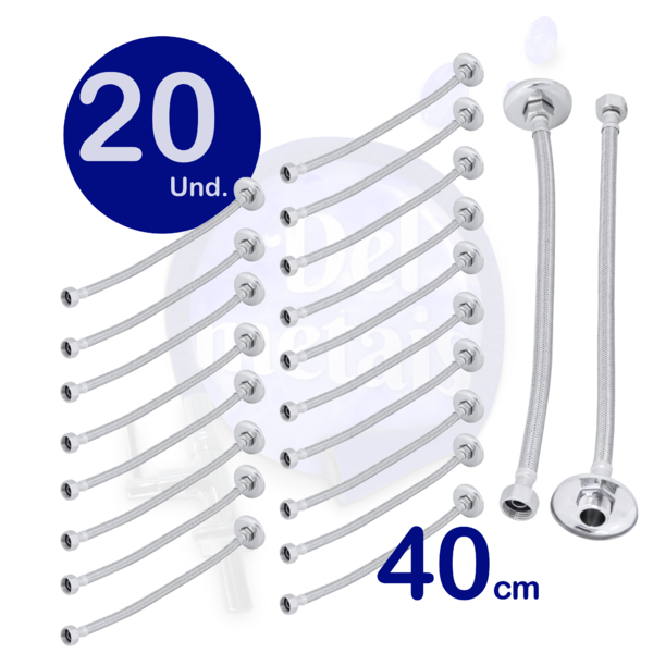 Engate Mangueira Flexível Trançado Aço Inox 40cm Quente Fria