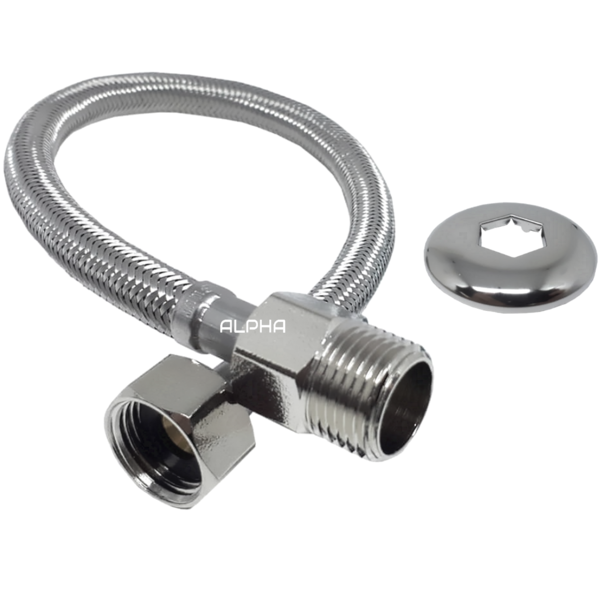 Engate Mangueira Flexível Trançado Aço Inox 60cm Quente Fria