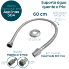 Engate Mangueira Flexível Trançado Aço Inox 60cm Quente Fria