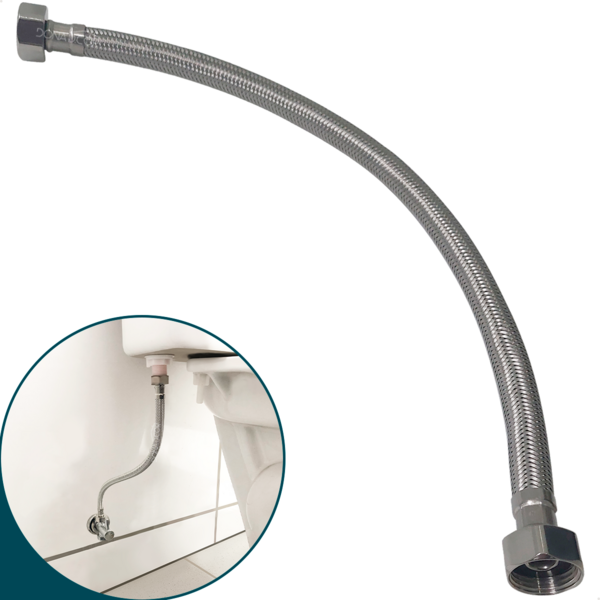 Engate Mangueira Flexível Trançado Inox 40cm Femea x Femea 1/