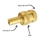 Engate Rápido Latão Rosca 3/4 E Pino 1/2 Garden