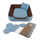 Enxoval Cama De Cachorro Com Zíper Pandora - M - Azul Poá Mar