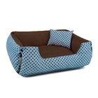 Enxoval Cama De Cachorro Dupla Face Lola - M - Azul Poá Marrom