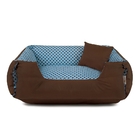 Enxoval Cama De Cachorro Dupla Face Lola - M - Azul Poá Marrom