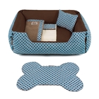 Enxoval Cama De Cachorro Dupla Face Lola - M - Azul Poá Marrom