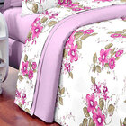 Enxoval Para Cama Queen Floral Lilás Completo 7 Peças 100% Al