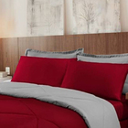 Eredom Casal Queen Dupla Face 6 Pçs Cotex Vermelho E Cinza