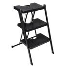 Escada 3 Degraus Dobrável Resistente Aço Anodilar - Preta