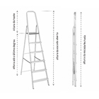 Escada Alumínio 8 Degraus 2,18m 120kg Prata e Vermelho Botafogo