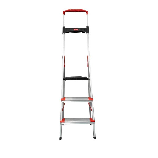 Escada Confort Dobravel 3 Degraus Em Aluminio Com Suporte Mul