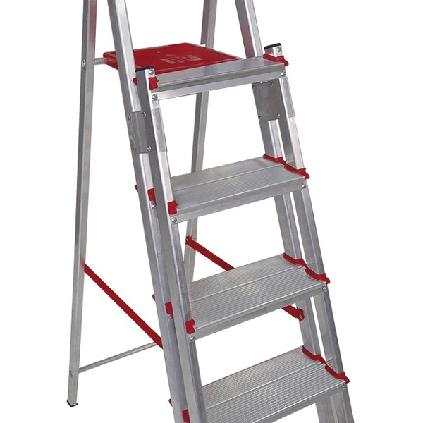 Escada De Alumínio 5 Degraus Duplos Linha Prática