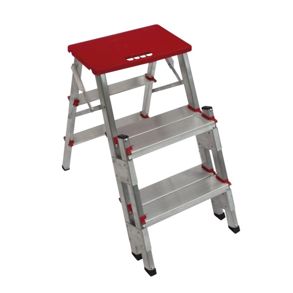 Escada De Alumínio Bilateral 3 Degraus Duplos Apolo Art Facto