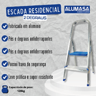 Escada De Alumínio Domestica Residencial Alumasa - 2 Degraus