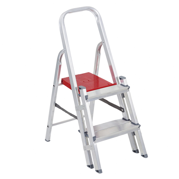 Escada De Alumínio Dupla 2 Degraus Natural 120kg Reisam