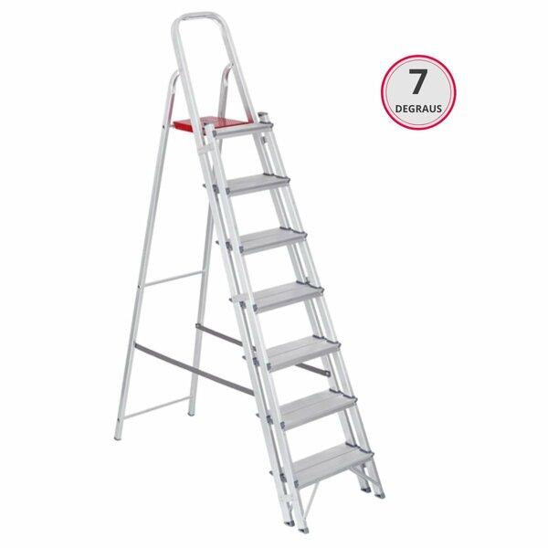 Escada De Alumínio Dupla 7 Degraus 1,96 Metros - Reisam