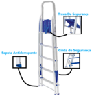 Escada De Alumínio Real Com 4 Degraus