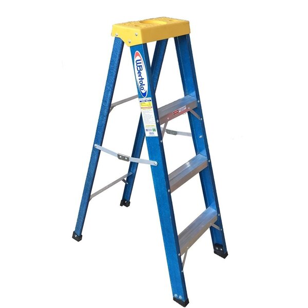 Escada Em Fibra Tesoura 3 Degraus 1,20m Com Patamar Premium W