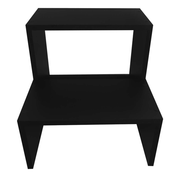 Escada Escadinha 2 Degraus Multiuso Em Mdf Reforçada Preto