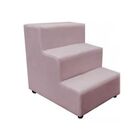 Escada Escadinha Pet Cachorro 3 Degraus Rampa Suede Grace Rosê
