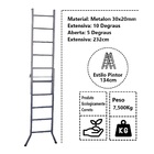 Escada Extensiva 3 Em 1 Metalon 30x20mm 5 E 10 Degraus 134cm