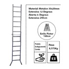 Escada Extensiva 3 Em 1 Metalon 30x20mm 6 E 12 Degraus 160cm