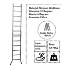 Escada Extensiva 3 Em 1 Metalon 40x20mm 6 E 12 Degraus 160cm