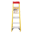 Escada Fibra de Vidro 5 Degraus 1,4m 120kg Prata e Amarelo Botafogo