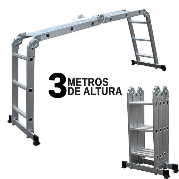 Escada Multifuncional 4x3 12 Degraus Com Plataforma 3,26m