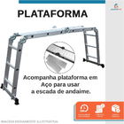 Escada Multifuncional Com Plataforma 4x4 Alumínio 16 Degraus