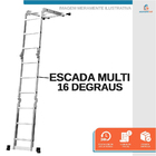 Escada Multifuncional Dobrável Alumínio 4x4 16 Degraus 4,65m
