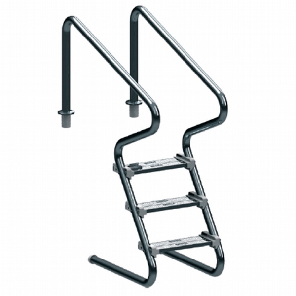 Escada Para Piscina Confort 2" Com 3 Degraus Duplos Em Aço In