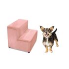 Escada Pet Cachorro Estofada Escadinha Veludo Cão Agnes Rosê