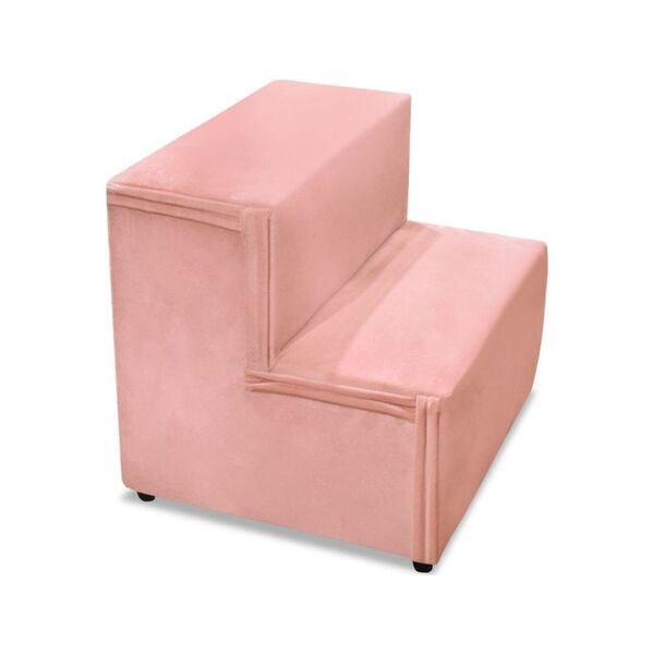 Escada Pet Cachorro Estofada Escadinha Veludo Cão Agnes Rosê