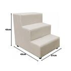 Escadinha Pet 3 Degraus Cachorro Escada Cão Bege Suede Grace