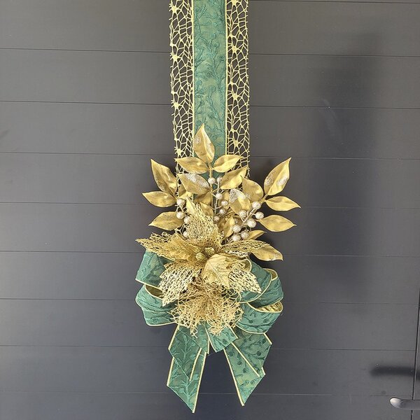 Escapulário Enfeite Natalino Para Porta Laço Arranjo Flor 2m