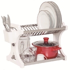 Escorredor 16 Pratos Alto Em Aço Inoxidável Branco.