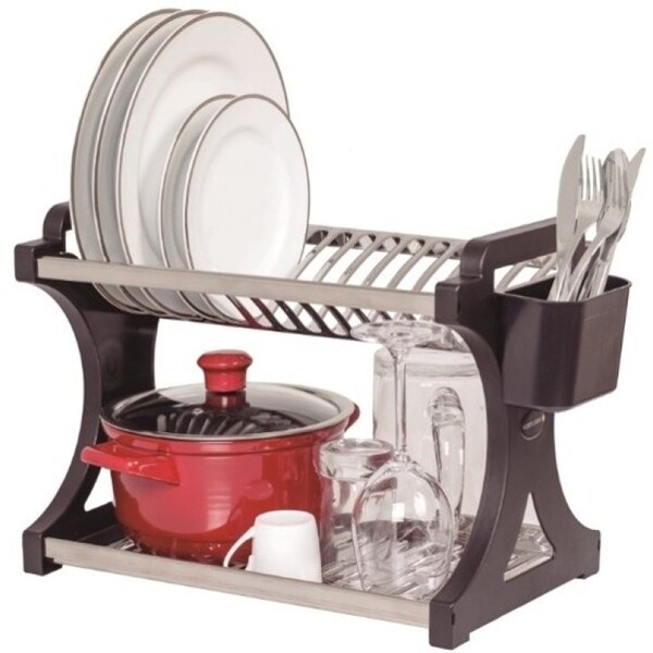 Escorredor 16 Pratos Alto Em Aço Inoxidável Preto Soltecn.