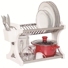 Escorredor 20 Pratos Alto Em Aço Inoxidável Branco.