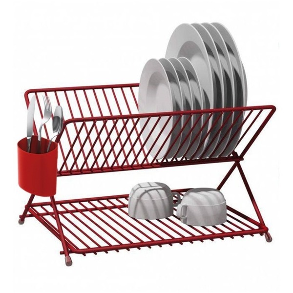Escorredor Articulado De Louças Vermelho 19 Pratos Softtouch