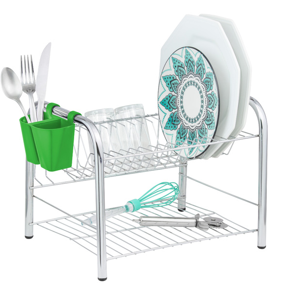 Escorredor Big Duplo C/ Porta Copo E Talher Verde - Cód 06288