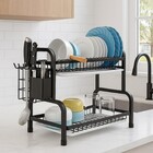 Escorredor De Louça 17 Pratos Duplo 2 Andares Preto Com Bande