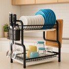 Escorredor De Louça 17 Pratos Duplo 2 Andares Preto Com Bande