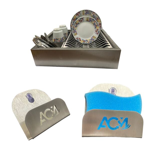 Escorredor De Louça Aço Inox Escovado 33,5x43x11cm+Brinde Por