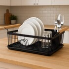 Escorredor de Louça com Alças de Madeira, Porta-Talheres e Ba