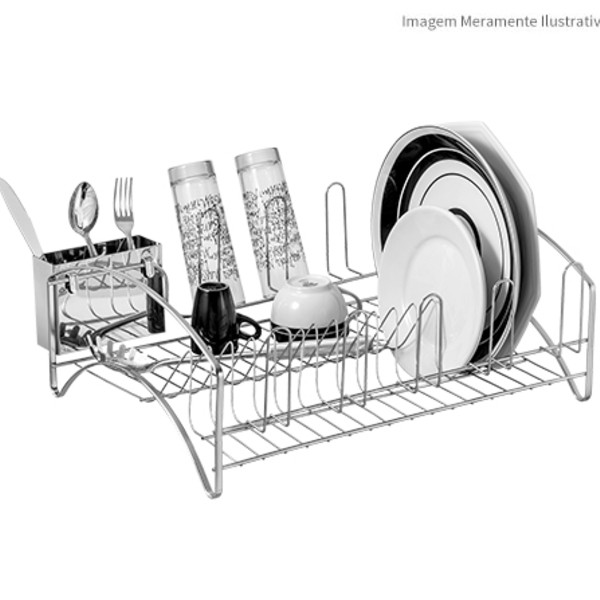 Escorredor De Louça Cromado Laminado 16 Pratos 08 Copos Porta