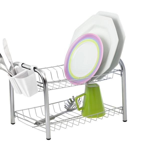 Escorredor De Louça Duplo Desmontável C/ Porta Talher Branco