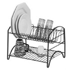 Escorredor De Louça Duplo Laminado Preto 16 Pratos 05 Copos S