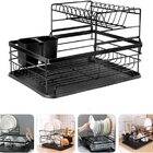 Escorredor de Louça Veneza 2 Andares Preto com Porta-Talheres