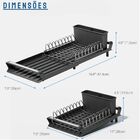 Escorredor de Louça Westing Preto Expansível em Aço com Porta