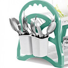 Escorredor De Louças 2 Andares Com Porta Talher Embutido Verde